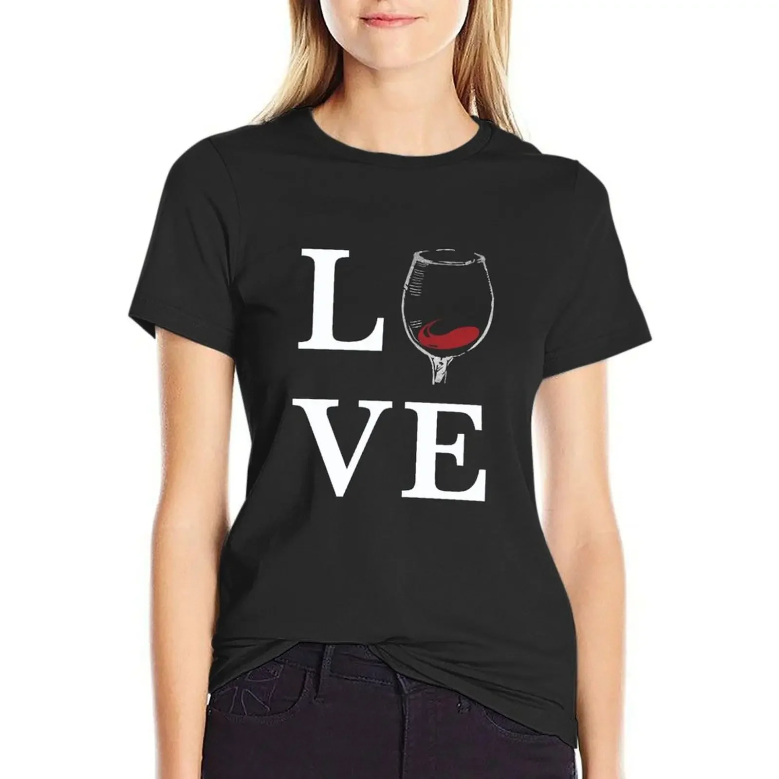 Love Wine? T-Shirt Short sleeve tee female vintage clothes plus size tops summer blouses woman 2024