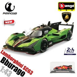 Bburago Lamborghini SC63 24h Le Mans Rally Champion Racing 1:43 Lamborghini SC63 Dust Cover Alloy Car Sports Car Collection Toy