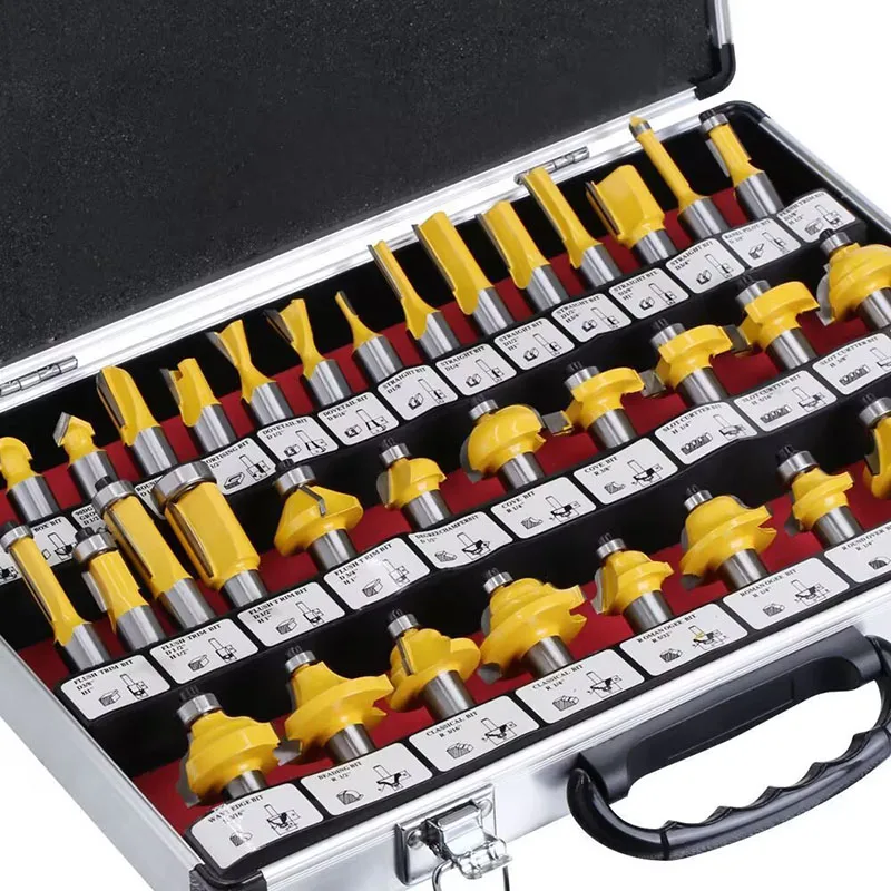 NEW 35PC 8mm Shank Carbide Router Bit Set Wood Woodworking Cutter Trimming Knife Forming Milling Carving Cutting Tools.