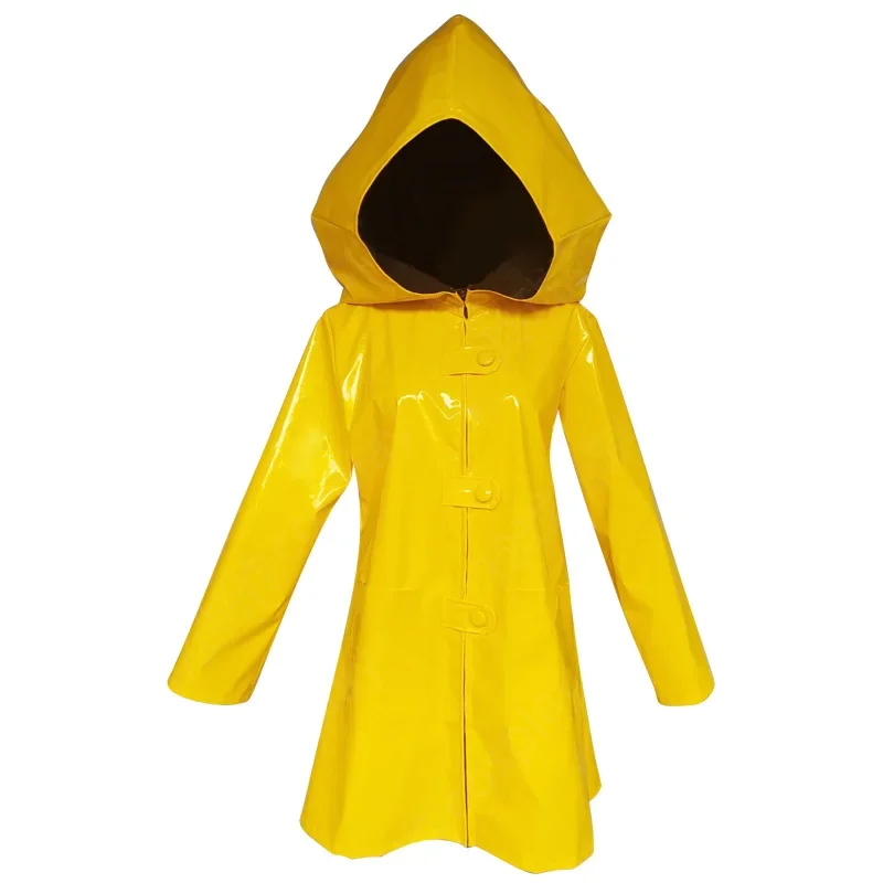 Game Little Nightmares Six Cosplay Costumes Hungry Kids Dress 2 Cos Outfit Uniform Halloween Suit Raincoat Children PU LEATHER X