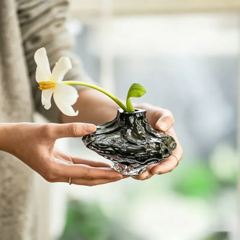 High Quality Mini Zen Narrow Mouth Transparent Glass Vase Multi Purpose Desktop Ornament Suitable For Hydroponic Flower