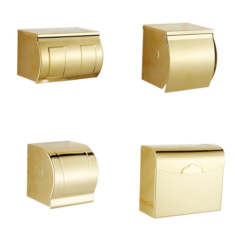 Stainless Steel Paper Phone Holder with Shelf Bathroom Mobile Phones Gold Towel Rack Toilet Paper Holder Tissue Boxes