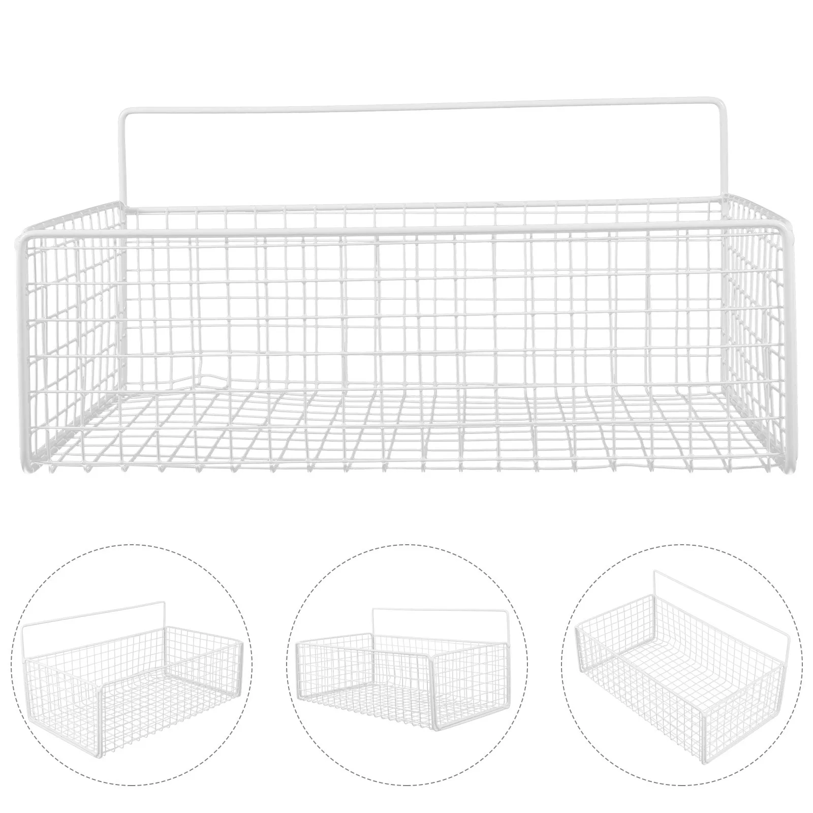 

Wrought Iron Grid Storage Rack Size M White Self-Adhesive Punch Free Wall Mount Kitchen Organizer Bathroom Shelf Iron Storage