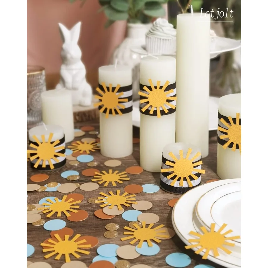 Sun Confetti Here Comes The Son Decor Baby Shower Boys Glitter Table Decoration Fit Trip Around the Sun Theme Party Golden Brow