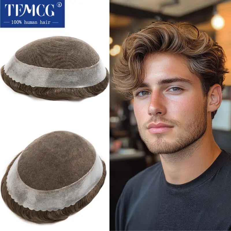 Australia Toupee Men Wig Lace PU Base  Male Hair Prosthesis Breathable Men's Capillary Prosthesis Replacement System Male wig