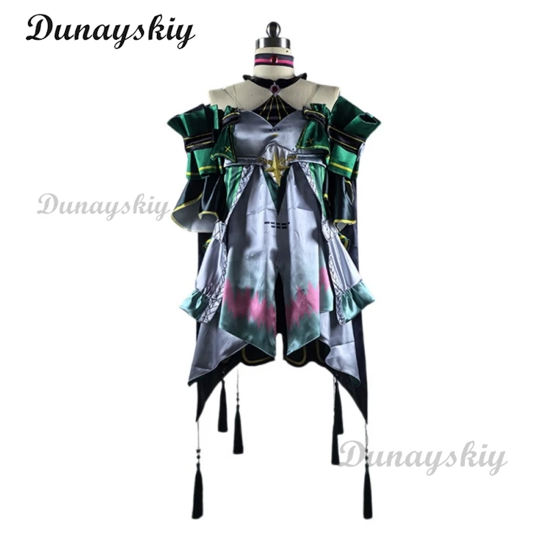 شيا كونغ تأثيري لعبة Wuthering موجات زي شعر مستعار فستان الزي حفلة الهالوين النساء فتاة أقراط الدعائم إكسسوارات الشعر