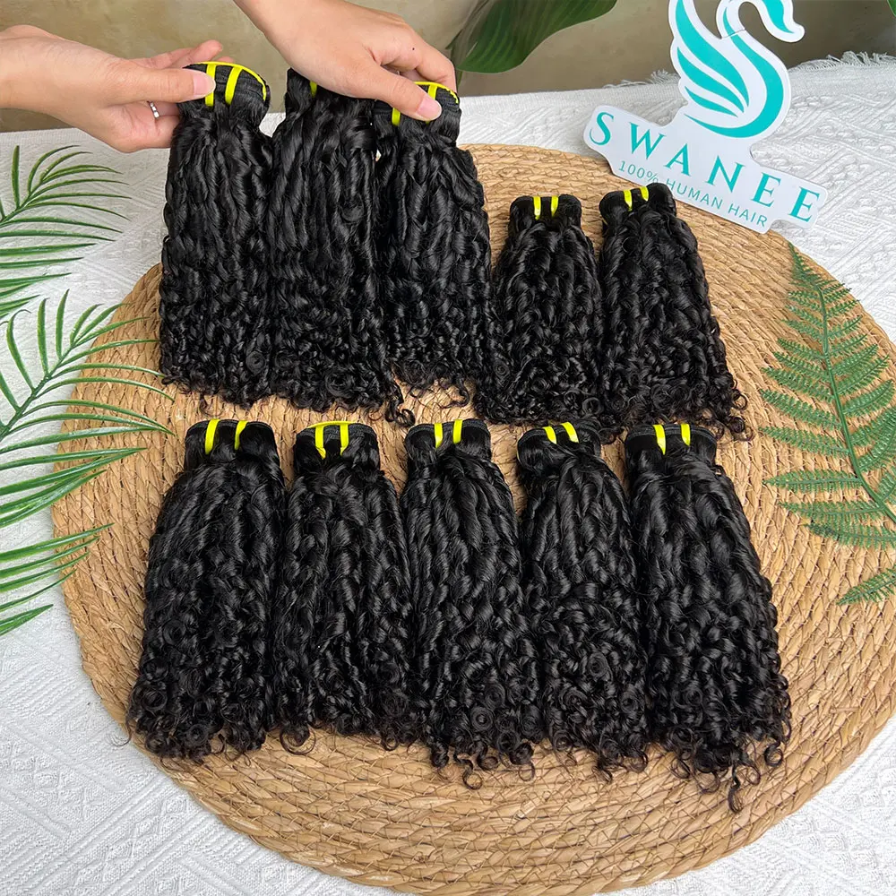 Pixie Curly 100% Human Hair Bundles Raw Vietnamese Unprocessed Burmese Hair Bundles Double Weft Hair Weave Extensions