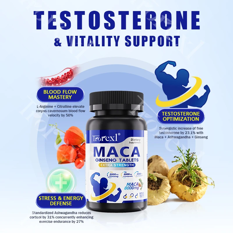 120 قبعة ماكا أشواغاندا الجينسنغ الصباح الطبيعي القدرة على التحمل وتعزيز التدفق محسن دعم المناعة | كوشير/حلال معتمد #4