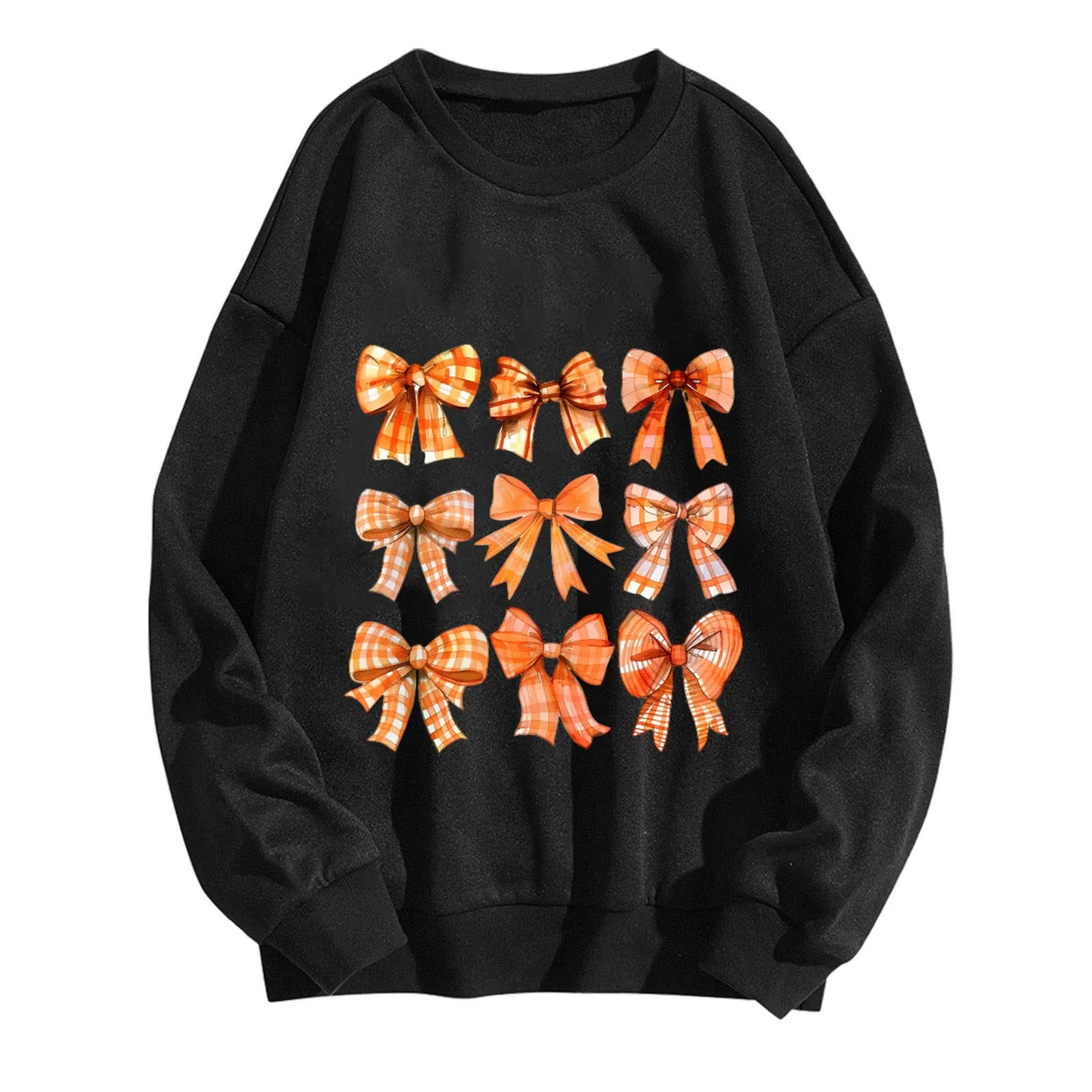 Orange Bow Sweatshirt Y2k Women Cute Aesthetic Top Ribbon Ballerina Trendy Crewneck Kawaii Girls Friend Valentine Shirt