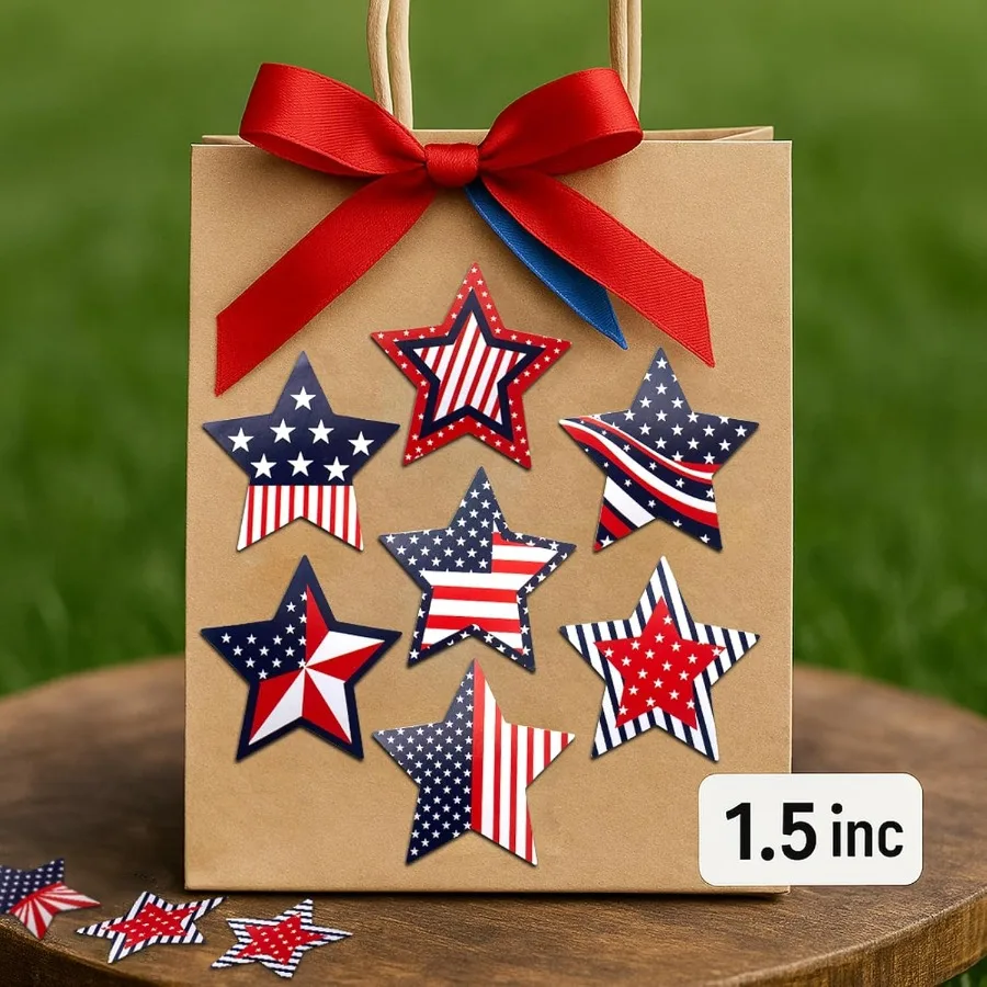 500 عبوة من ملصقات 1.5 شهر يوليو - ملصقات زخرفية وطنية لهدايا وحرف يدوية لحفلات يوم الاستقلال C #5