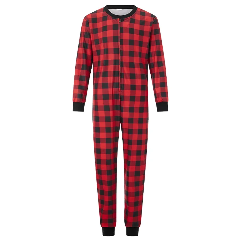 Family Matching Christmas Pajamas for Family Christmas Red Plaid Jumpsuits Matching Christmas Pjs  Holiday Xmas Sleepwear