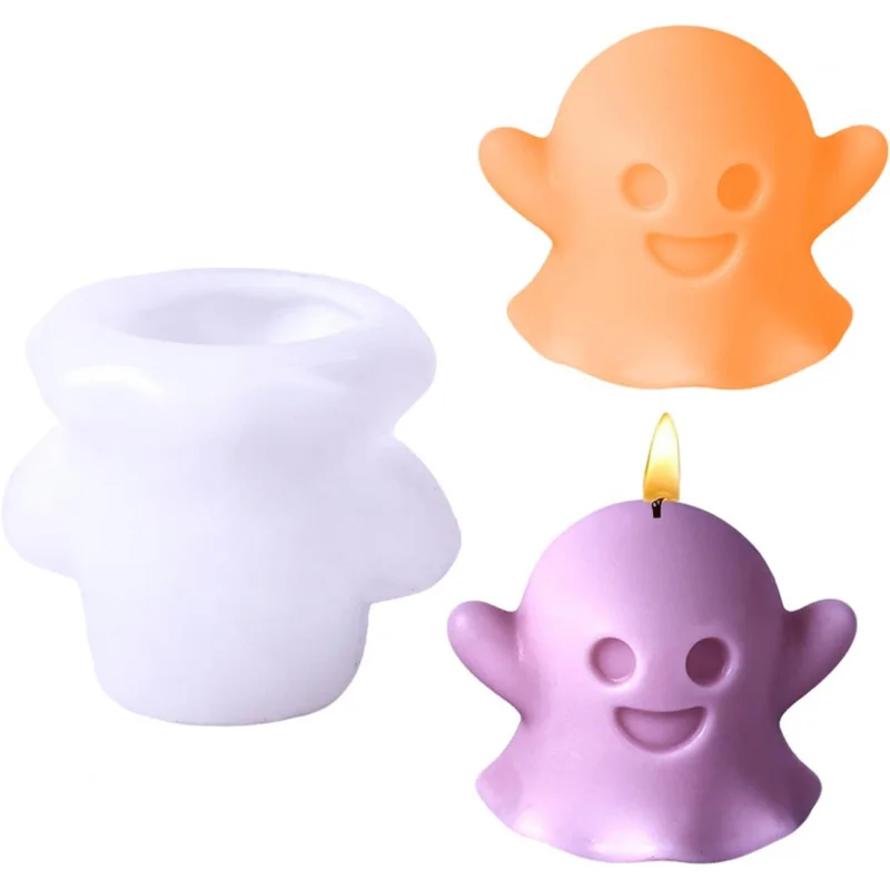 3D Ghost Silicone Mould For Halloween Diy Handcraft Make Soap Resin Candle Home Festival Decoration Tools