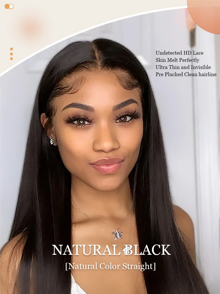 13x6レースフロントウィッグ ストレート 36インチ 220%密度 ナチュラルブラック HD透明レースフロント ブラジル人毛ウィッグ 女性用