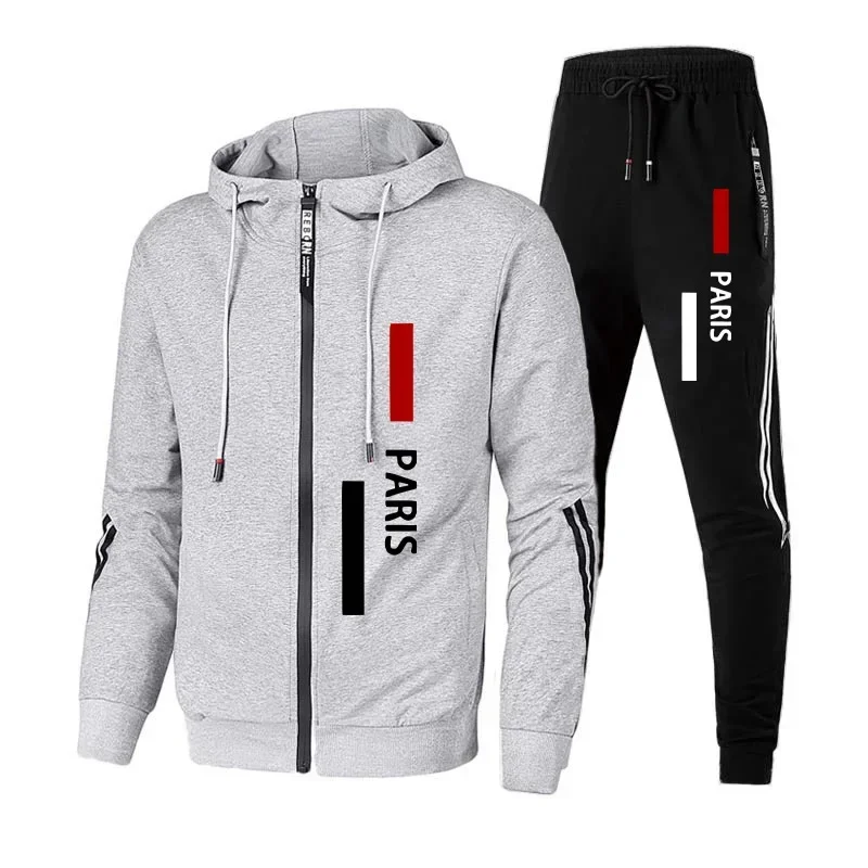 Men's clothing with zipper caps, men's sportswear, casual single-piece sportswear and sportswear pants, daily sports jogging