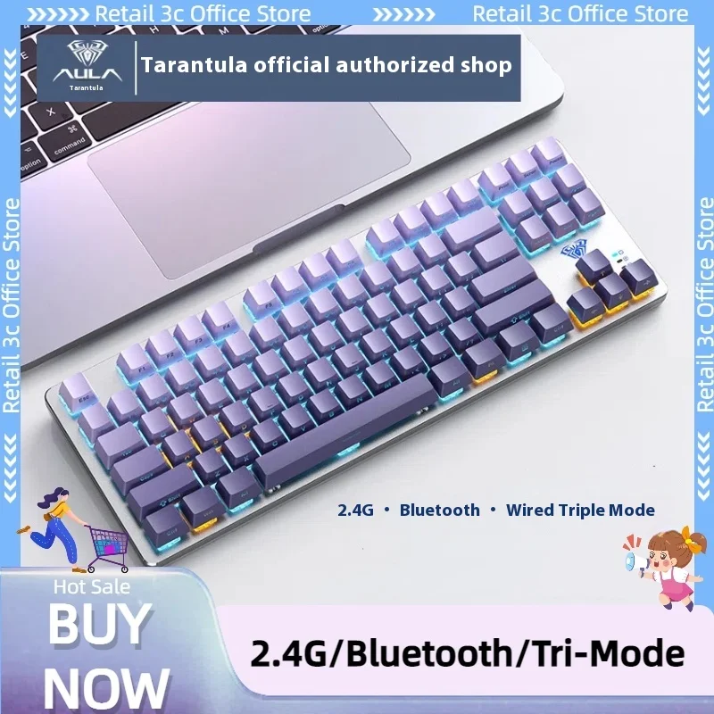 

Aula F3287 Wireless Bluetooth 2.4g Mechanical Keyboard Side Carving Three Mode E-Sports Game Poisonous Spider Gaming Accessories