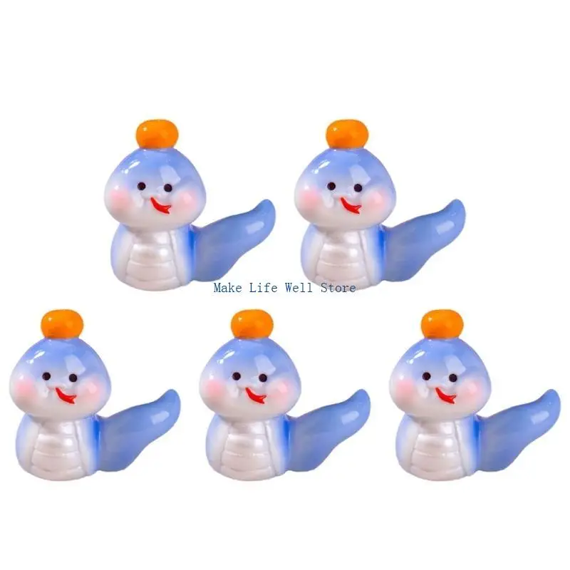 5Pcs Chinese Snake Sculpture Color Changing Resins Ornaments for Collectors