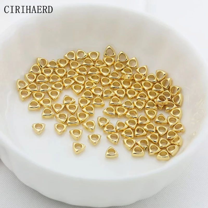 3mm/4mm Triangle Beads 14K Gold Plated Brass Spacer Separation Beads For Necklace Jewelry Making Supplies DIY Accessories Found