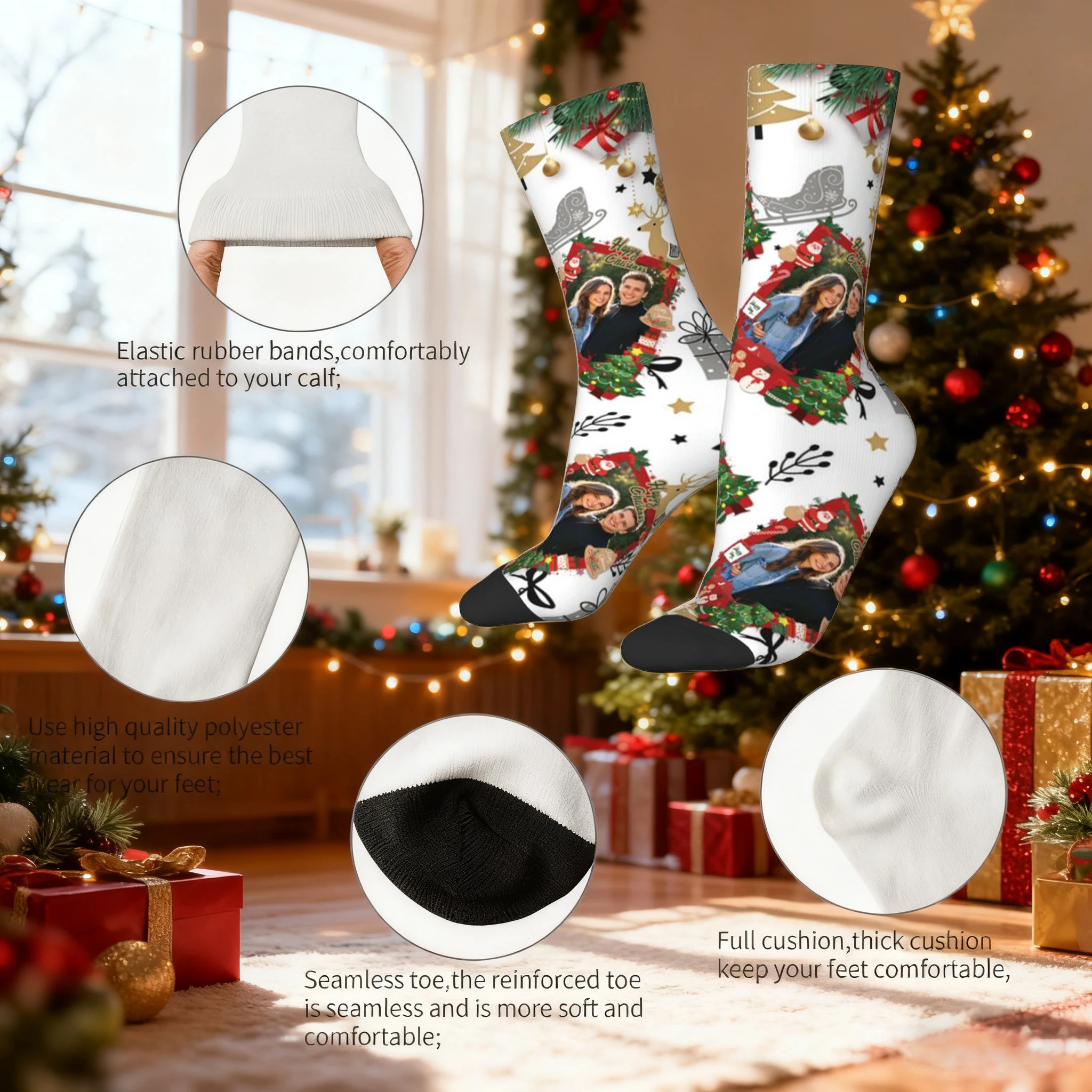 Calzini personalizzati Calzini per coppia Calzini natalizi Calzini per il viso con foto personalizzate Nome personalizzato Regalo per l'anniversario di matrimonio
