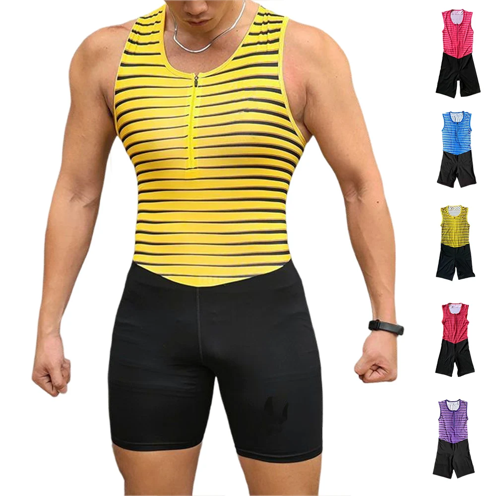 Men Run Sleeveless Tights Man Track & Field Fast Running Leotard Speed Running Outfit One Piece Suit