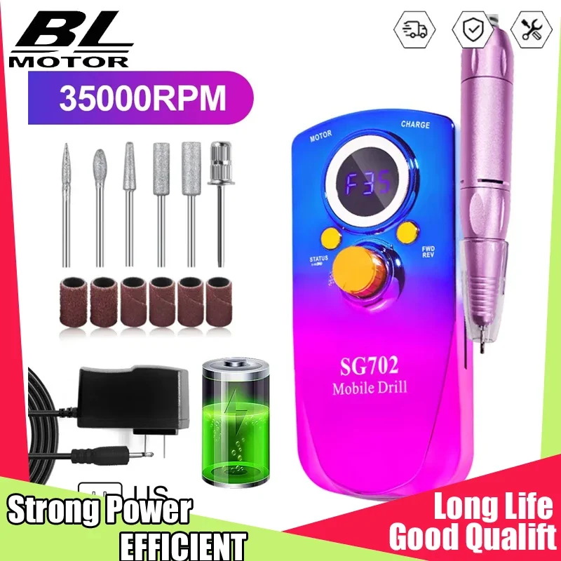 

Rechargeable Electric Nail Drill Machine With Connect Nail Polish Remover Drill Set Manicure Sander Low Noise File USB Tool