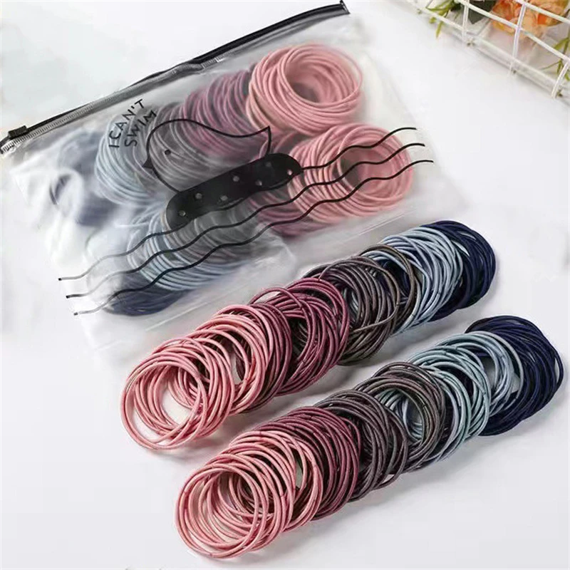 100PCS/Set Rubber Bands 5CM Basic Nylon Elastic Hair Bands Ponytail Hair Scrunchies Headband Hair Accessories Headwear