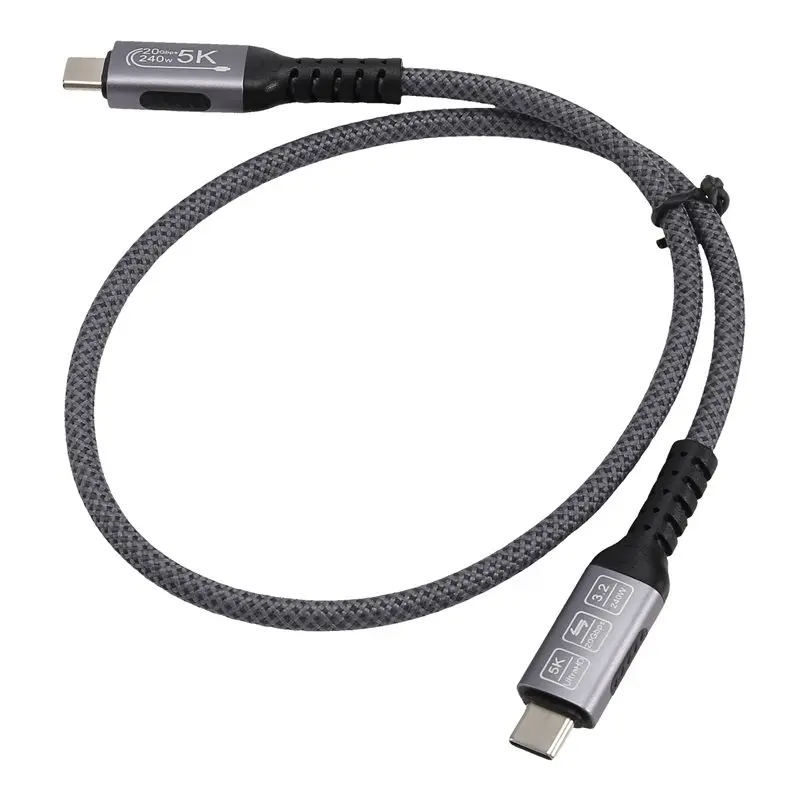 24-Hour Delivery Type-C Male To Male Extension Cable USB-C Male To Male 240W 20Gbps Data Transfer Cable For Laptop Phone