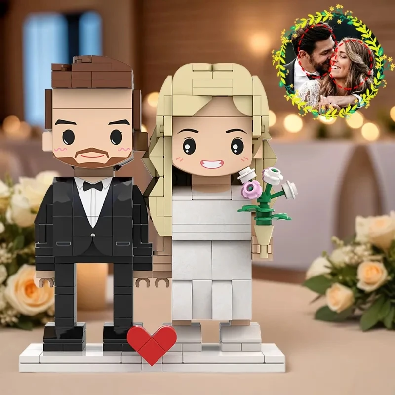 

Just Perfect Wedding Dress And Suit For Bride And Groom Customizable Round Head 2 People Custom Brick Figures Wedding Character