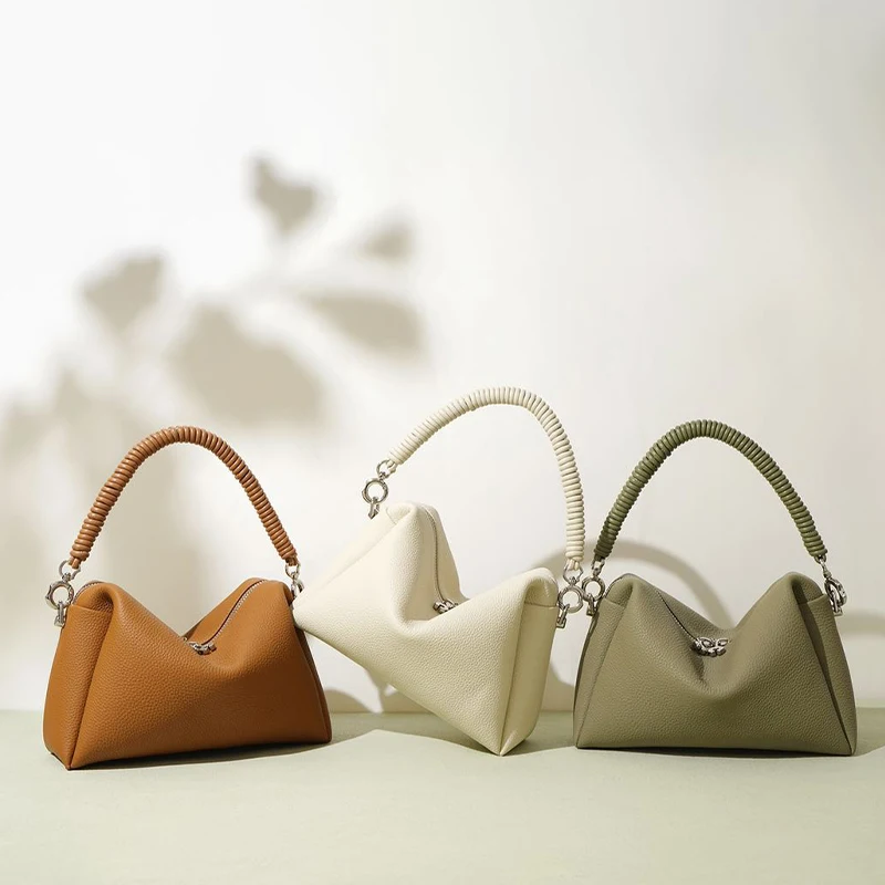 

Soft Cowhide Handbag Drawstring Women's Casual High-end Small Shoulder Crossbody Bag Elegant Wallet Clutch Braided Handbag