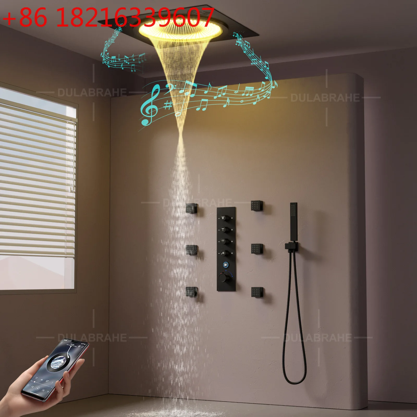 

Новый скрытый душевой комплект с 20-дюймовым светодиодным музыкальным верхним распылителем и цифровым дисплеем