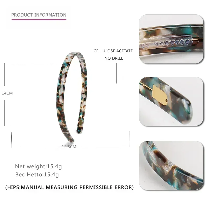 New Elegant Pattern Acetate Hairbands for Woman Anti-slip Delicate Acetate Headbands Woman Forehead Hair Accessories