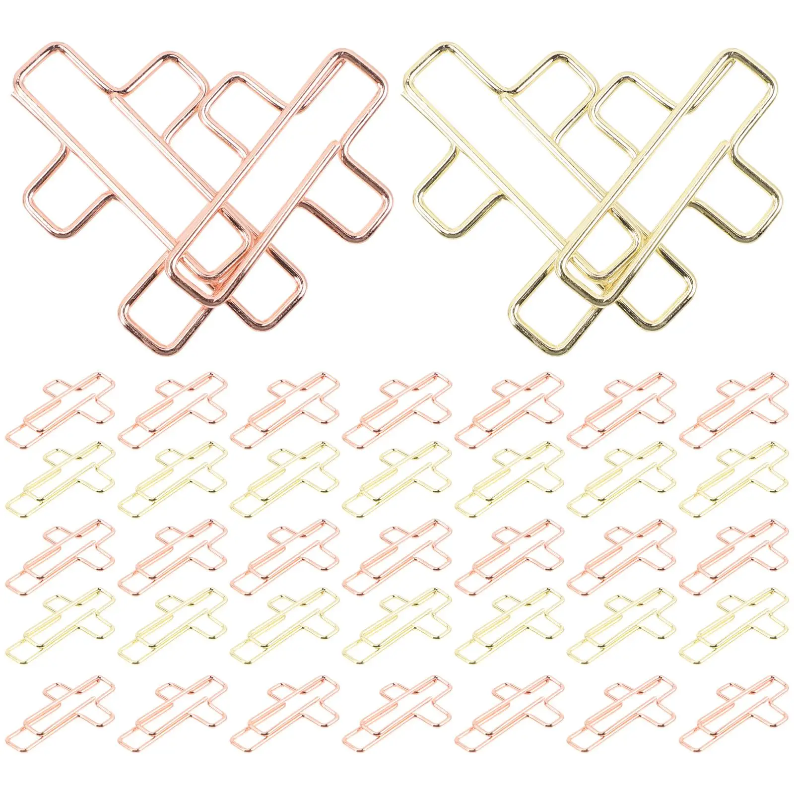

100pcs Shaped Paper Clips Golden Rose Color Bulk Office Accessories Strong Clamping Force For Documents