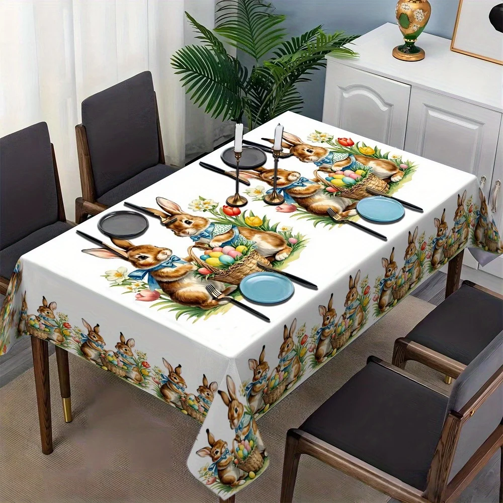 Tablecloth 1pc New Animal Rabbit-Shaped Square Home Dining Table Mat Tablecloth, Suitable for Kitchen Dining Table, High-End Lig