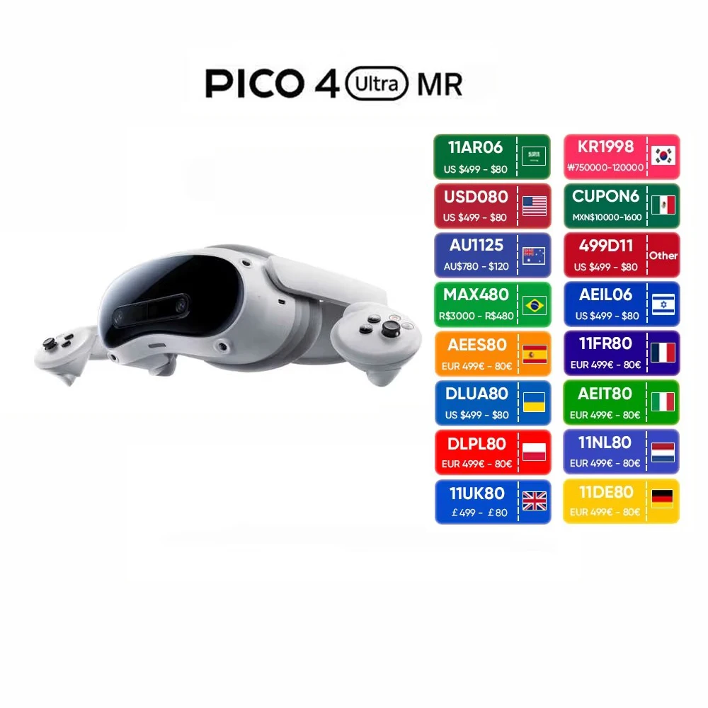 PICO 4 Ultra 256GB MR VR Streaming Game Glasses Advanced All In One Virtual Reality Headset Smart Glasses w Motion Tracker