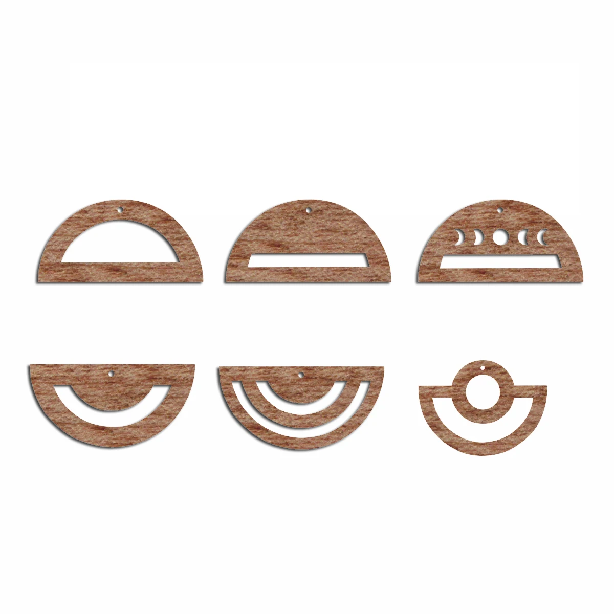 6pcs Unfinished Blank Wooden Half Circle Semicircle Crescent Moon Macrame Earring Charms Pendant for Jewelry Making