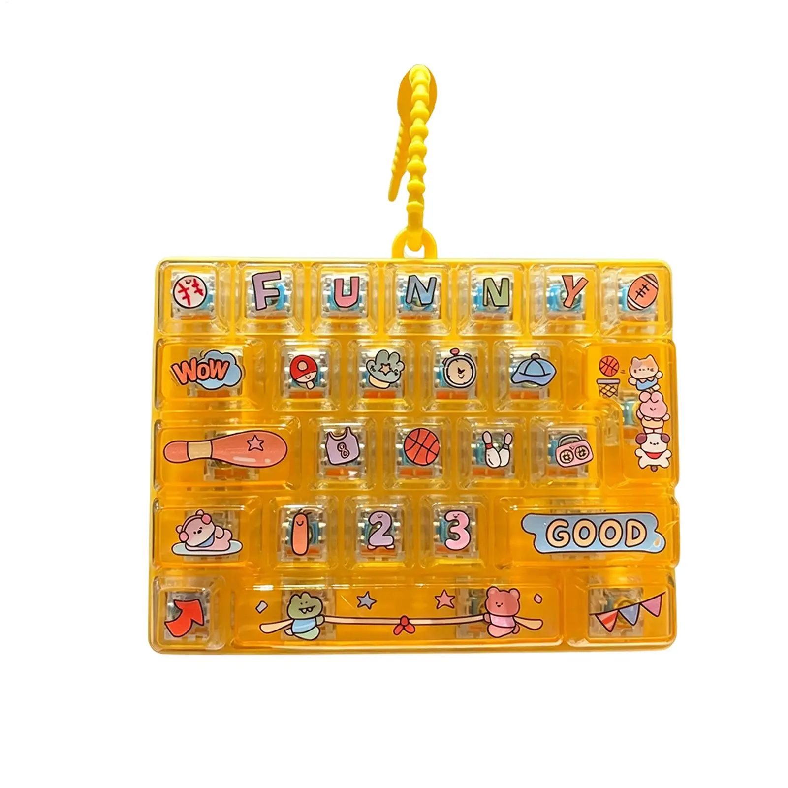 Keyboard Fidget Clicker Stress Relief Toys Backpack Ornament Portable Clicker Toy For Kids Teens Adults Students Travelers Home