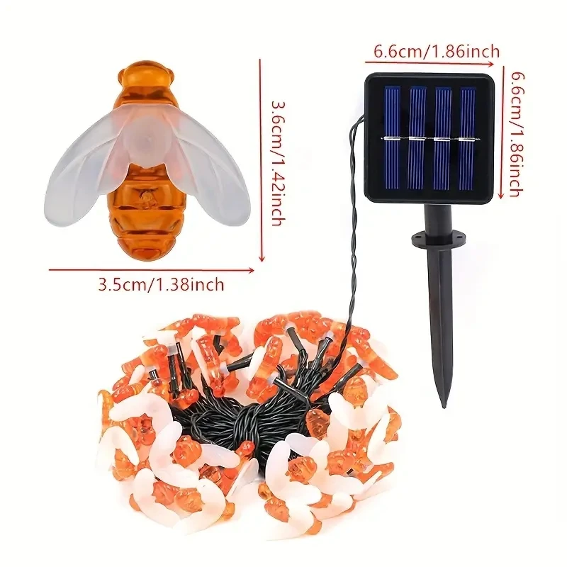 Solar Cute Honey Bee String Lights Fairy Light Solar Lights 20-100LEDs For Summer Party Wedding Xmas Decoration