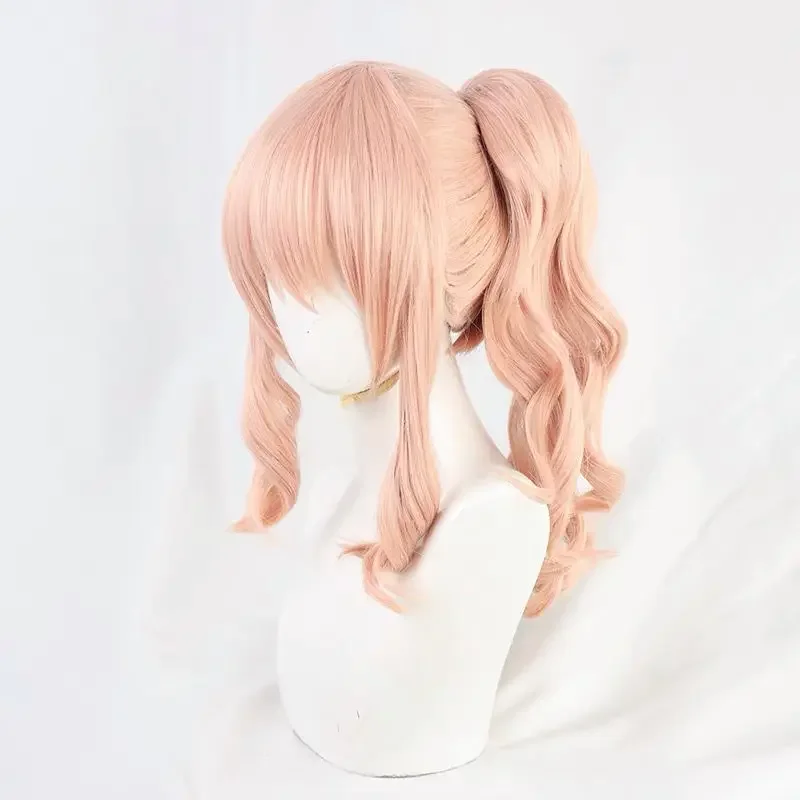 Akiyama Mizuki Cosplay Wig Amia mzk Pink Long Curly Temples Ponytail Heat Resistant Hair Role Play Akiyama Mizuki