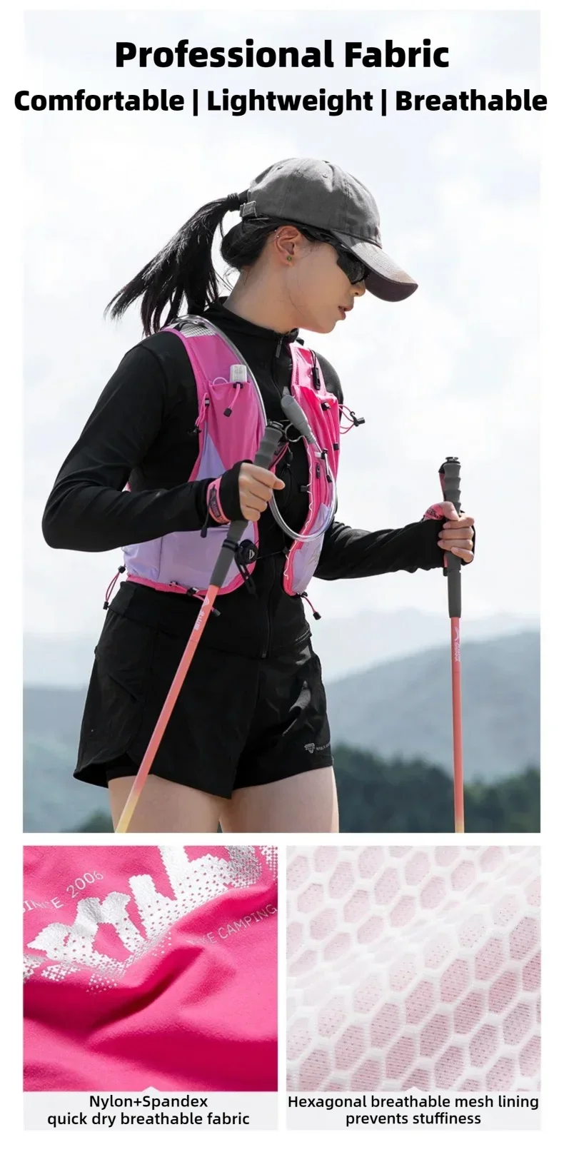 BISINNA Trail-Running-Weste Ultraleicht 8L Mehrere Taschen Hydrationsrucksack Atmungsaktiv Marathon Radfahren Outdoor Wandern – Detail 7