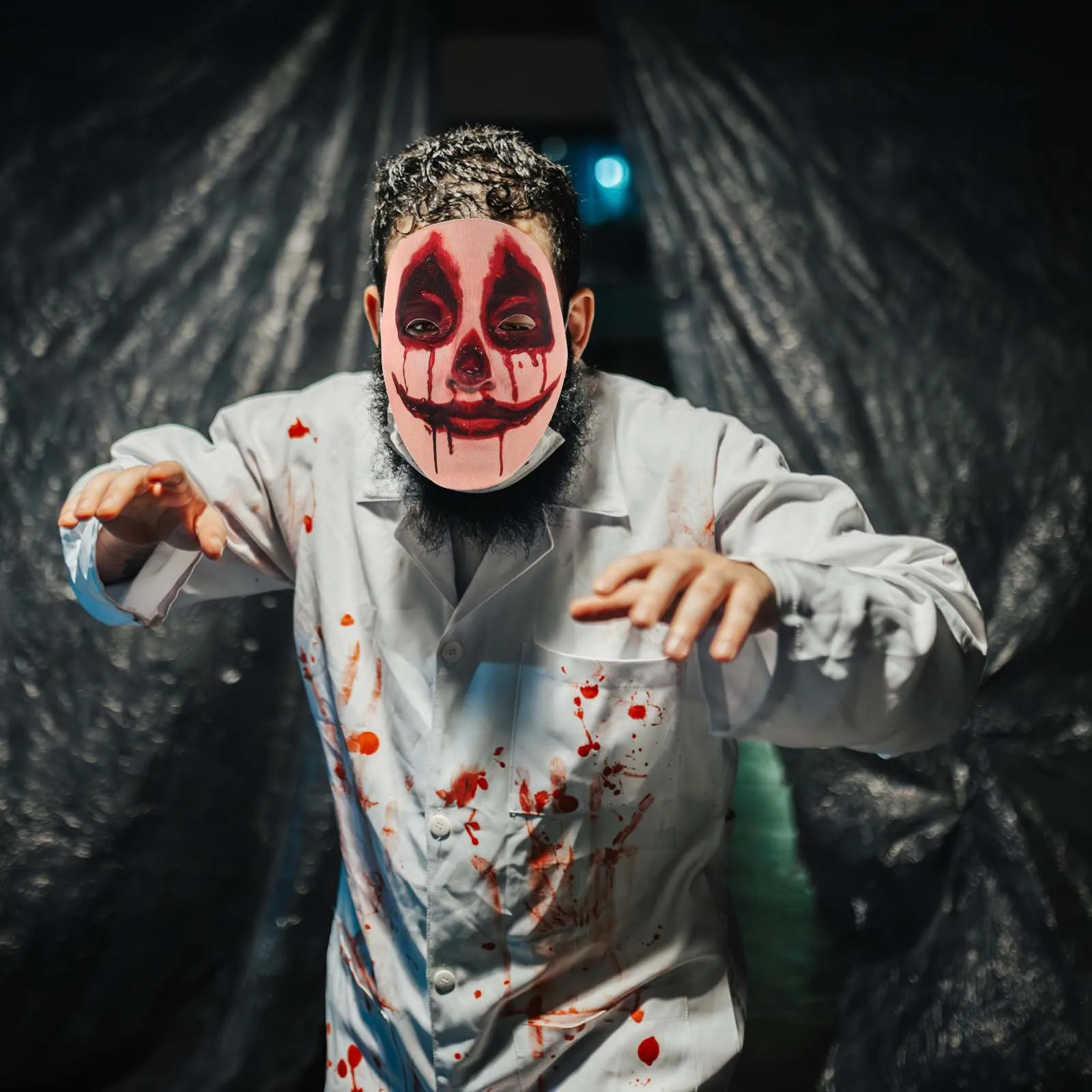 الأظافر المخيفة قناع جمجمة الفم الكبير أقنعة تنكرية للهالوين الدموي للبالغين مزدوجة للبالغين أظافر مزدوجة الدم جمجمة الفم الكبير