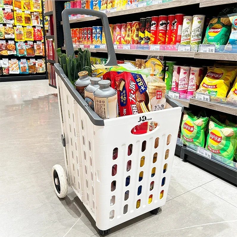 Household Supermarket Shopping Cart Foldable Trolley Elderly Shopping Cart Mall Shopping Cart Folding