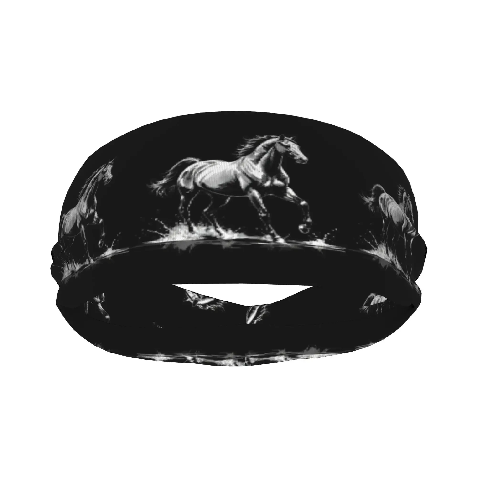 Horse Design Unisex Sports Headband Sweat Wicking Stretchy Breathable Polyester Ideal for Yoga Gym Running Outdoor Activities