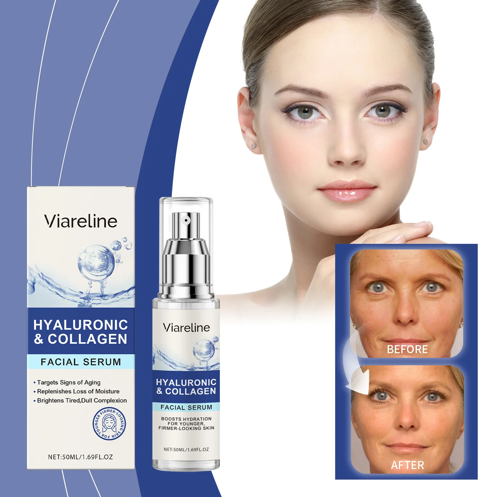 

Viareline Hyaluronic Acid Facial Essence Moisturizing Moisturizing Moisturizing Gentle Facial Skin Care Essence