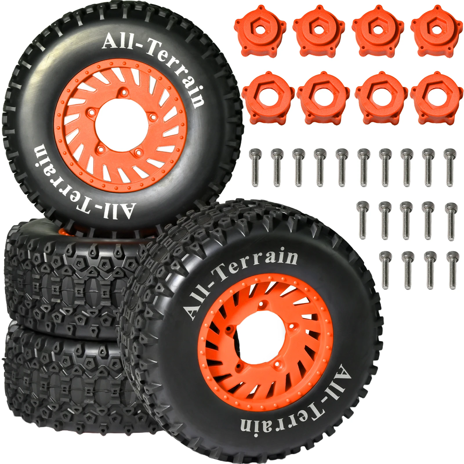 Pneus de camion de parcours court 110mm 1/8 1/10, roue hexagonale de 12mm 17mm pour camion Monster ARRMA Trxs Slash HPI VKAR Redcat H, 4 pièces