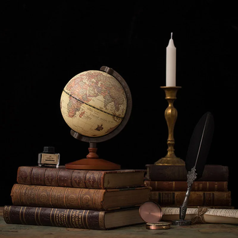 2023 New 22cm Vintage Wooden Globe Home Decoration School Education Supplies for student