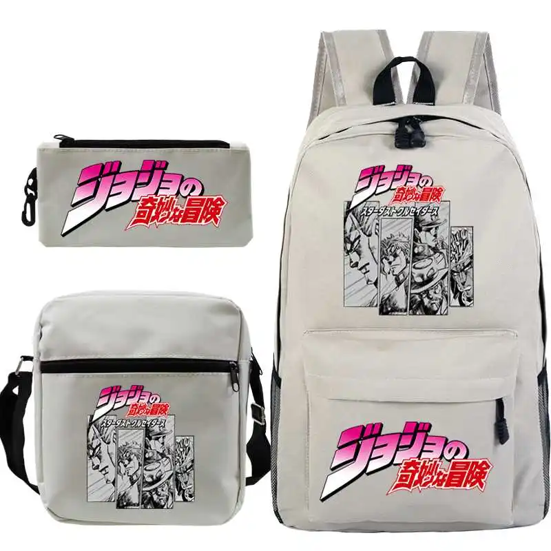 Fashion 3 Set Backpacks Anime Jojo Bizarre Adventure Print Backpack Women Men Book Bag Teenage Jojo Bizarre Adventure Schoolbag