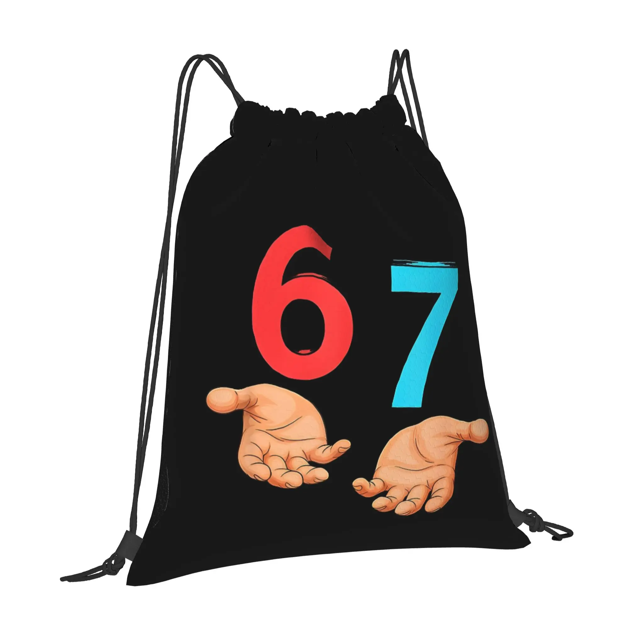 67 Six Seven Meme Gen 6 7 Hands 67 Multi-function Pocket Men Women Storage Backpack Teenager Travel Bag Print Drawstring Bags