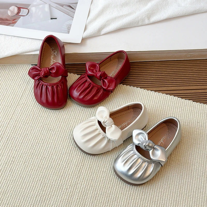 

2026 Spring Autumn loafers Little Toddler Girl Leather Dress Shoes Kids Cute Oxfords flats Girls Party Performance Dance Shoes