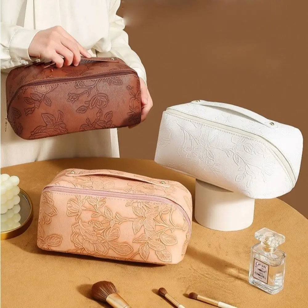 

Дорожная косметичка большой емкости с изысканным узором, винтажная ретро-подушка, косметички, гладкая молния с ручкой, органайзер для туалетных принадлежностей