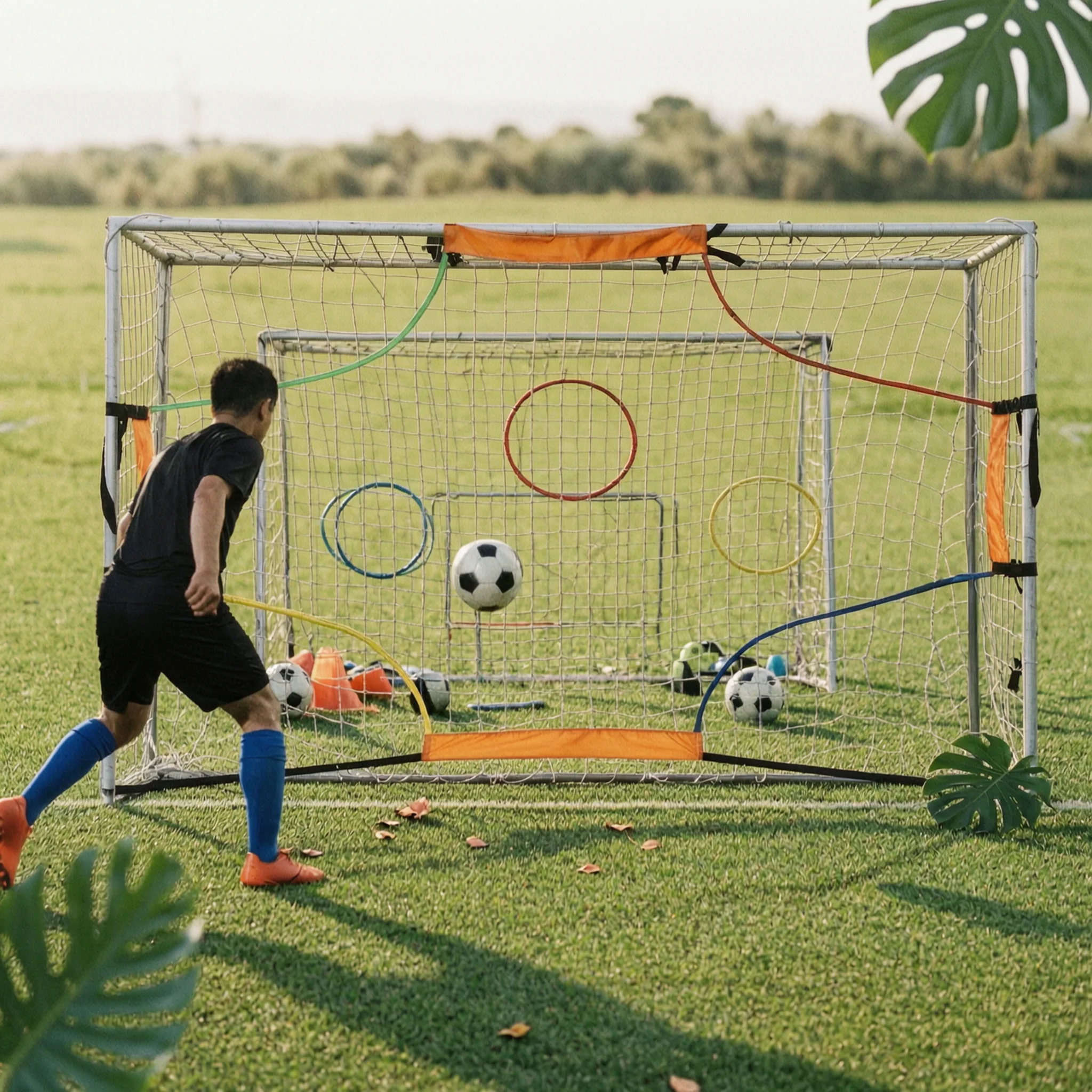 Soccer Target Net Reinforced Soccer Training Net Practice Target Goal Heavy-Duty Portable for Coaches, Backyard