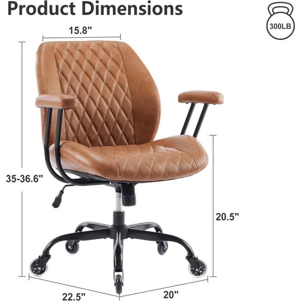 Home Office Desk Chair Office Rubber Chair Casters Ergonomic Computer Chair with Lumbar Support Adjustable Height